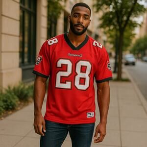 Starter Men's Vintage Warrick Dunn Tampa Bay‎ Buccaneers Jersey L 48 #28 Red